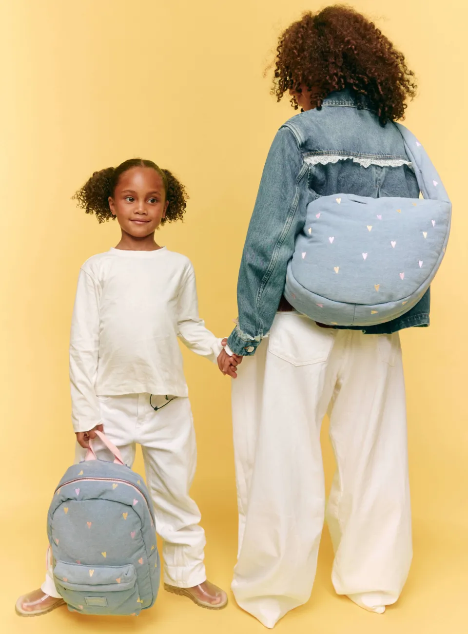 Studio Noos denim midi rugzak met hartjes lichtblauw, foto 7