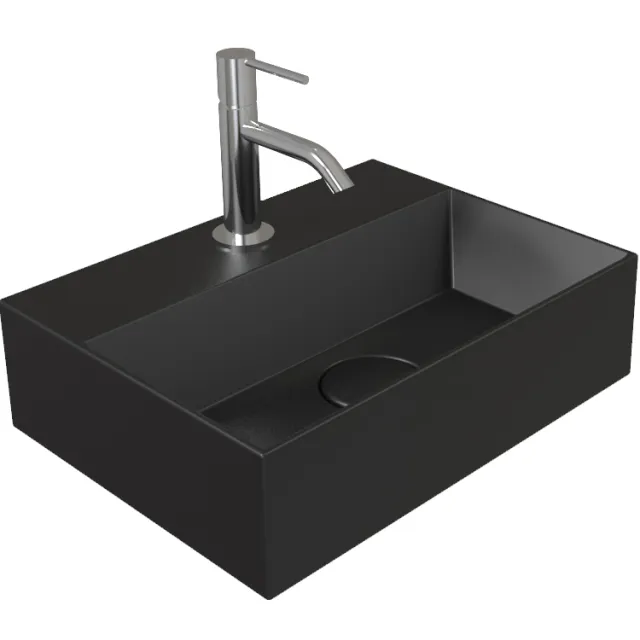 Salenzi Fontein Salenzi Spy 40x30 cm Mat Zwart (inclusief bijpassende waste)