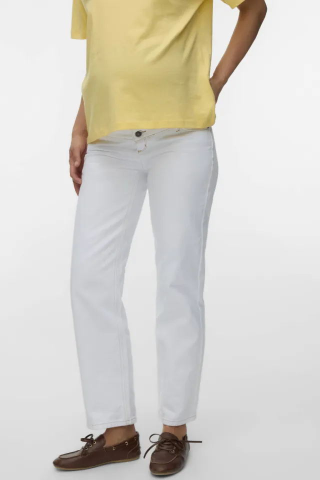 Mamalicious MLOLLI high waist zwangerschaps straight leg jeans wit, foto 2