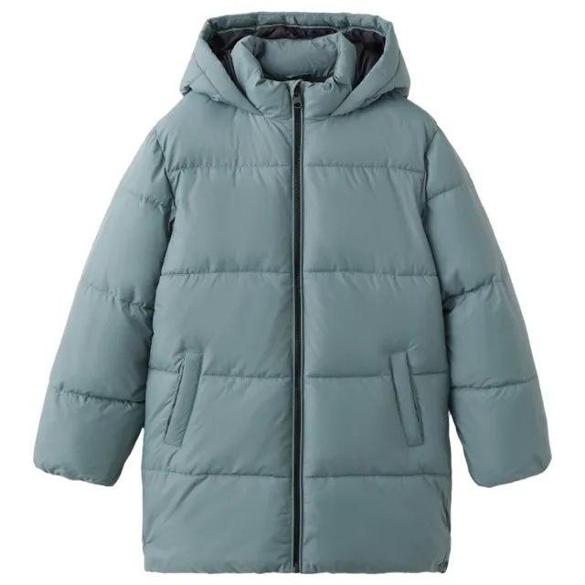 Mango lange gewatteerde jas blauw