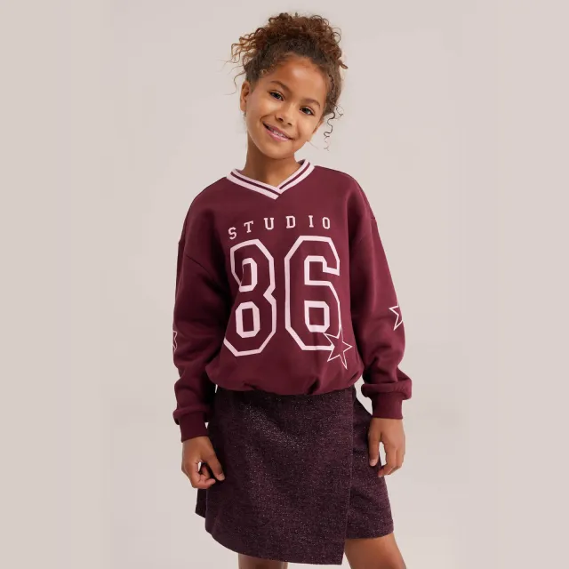 WE Fashion sweater met print - donkerrood
