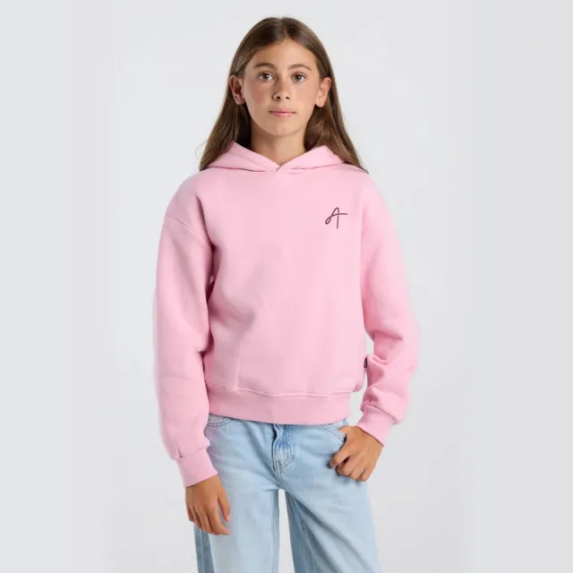 America Today hoodie met backprint - lichtroze