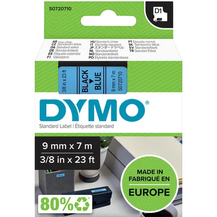 Dymo 40916 (S0720710) Tape Zwart op blauw (9 mm), foto 3