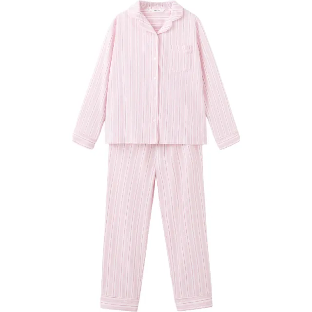 Mango gestreepte pyjama roze wit Roze/wit
