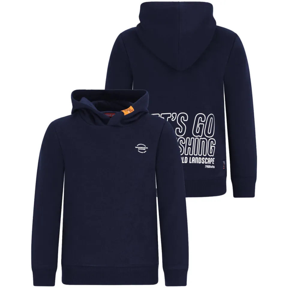 TYGO & vito hoodie met backprint - donkerblauw, foto 7