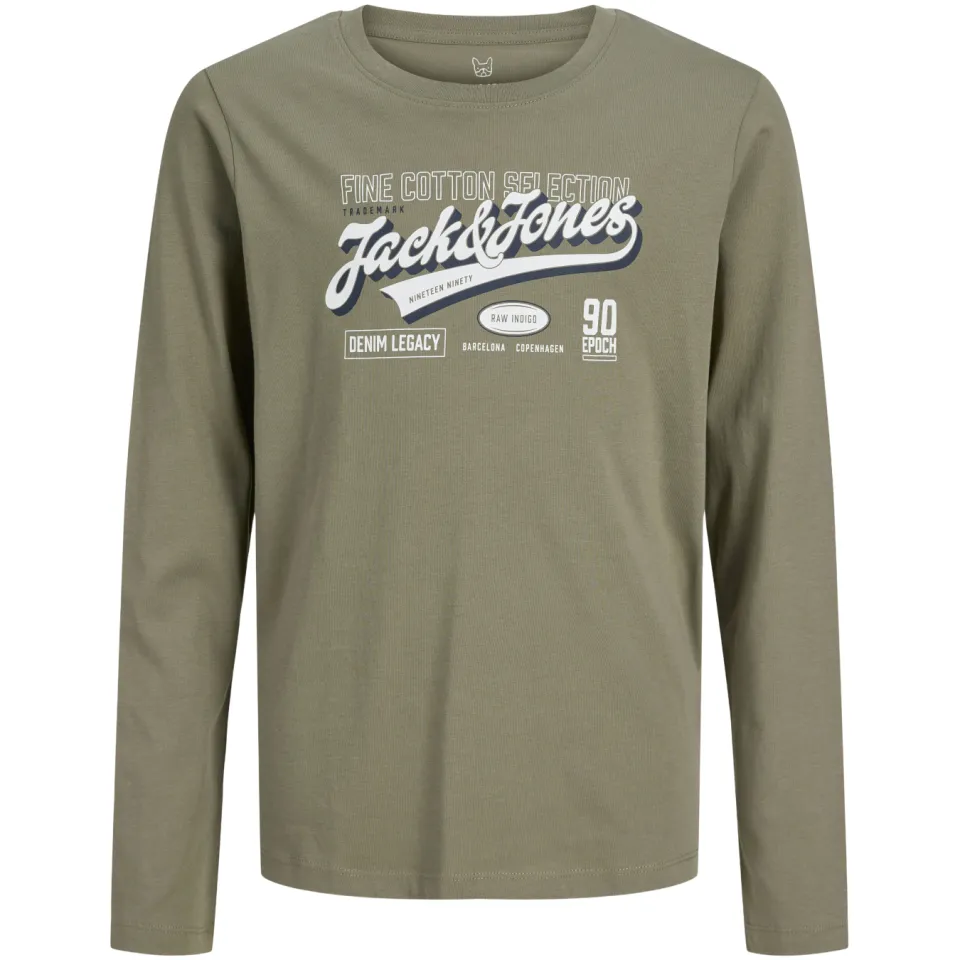 Jack & Jones Junior longsleeve met logo grijsgroen, foto 3
