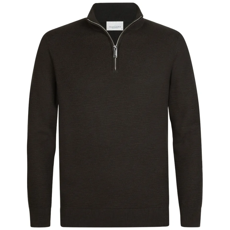 Profuomo katoenen regular fit trui - donkerbruin, foto 2
