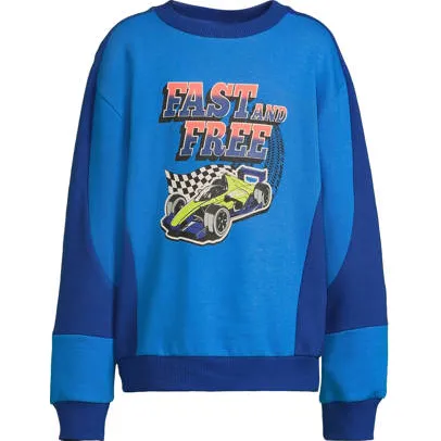 Orange Stars fleece sweater met contrasterende detail Lev blauw Printopdruk