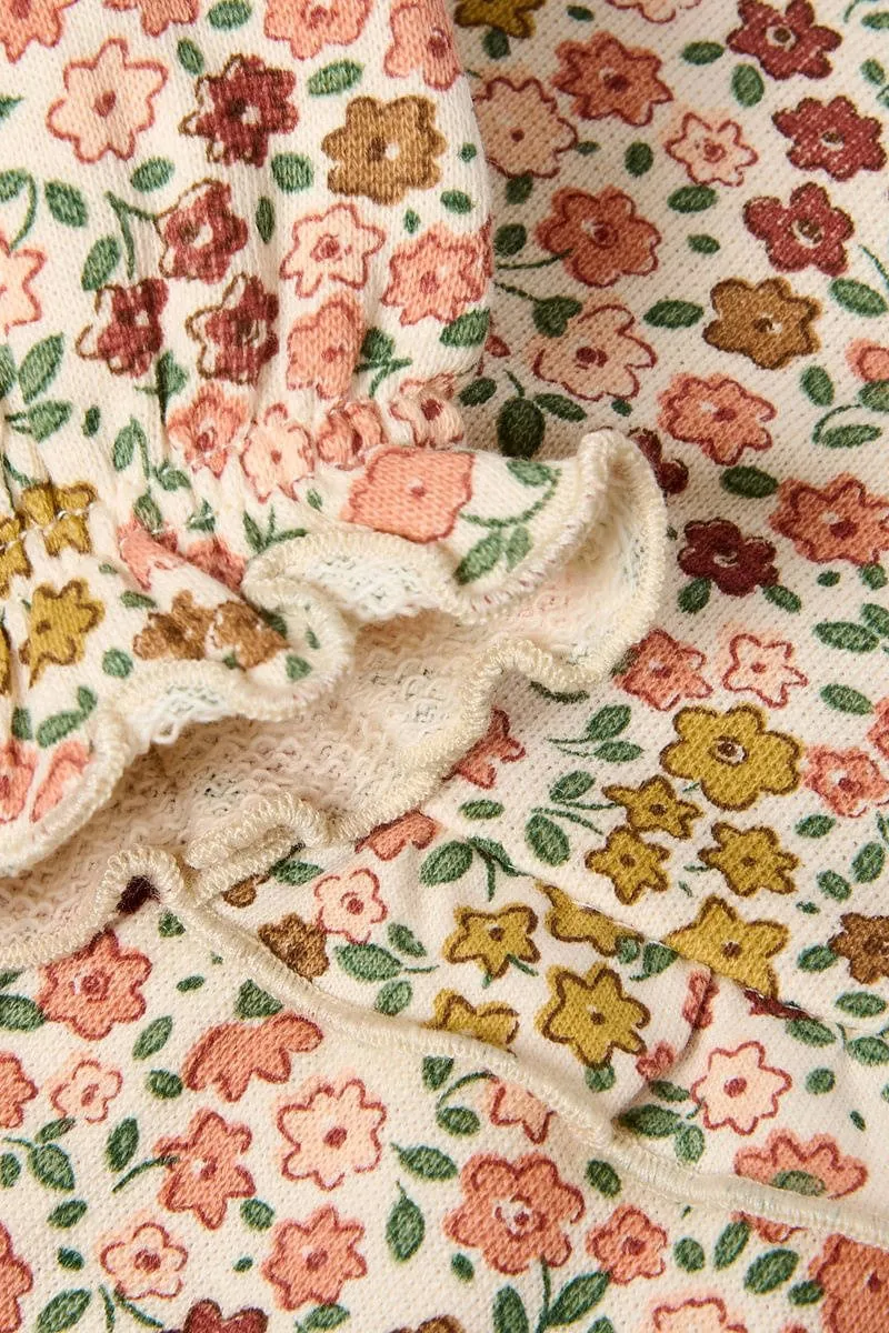 Little Dutch gebloemde jurk met ruches beige, foto 3