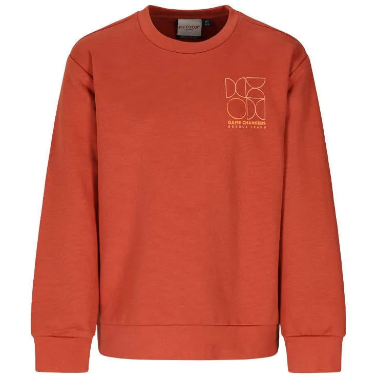 Retour Jeans sweater met backprint - oranjerood, foto 2