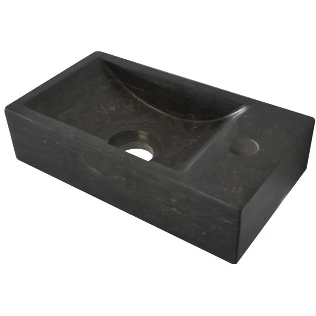 Wiesbaden hardstenen fontein 36x18x9 cm kraangat rechts Zwart tinten
