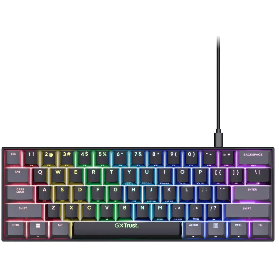 Trust GXT 867 Acira 60% mini mechanisch gaming toetsenbord zwart, foto 3