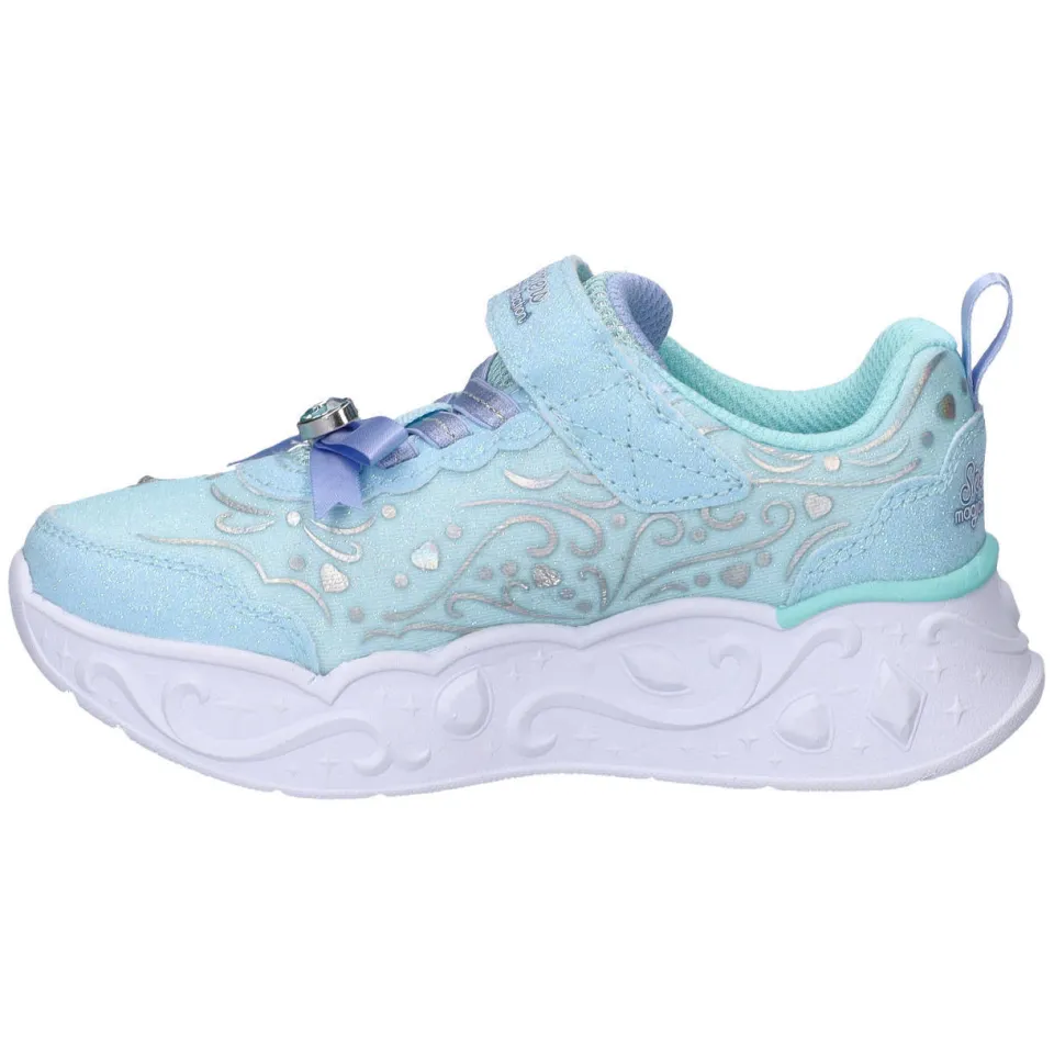 Skechers imitatieleren sneakers met glitters en lichtjes - lichtblauw, foto 4
