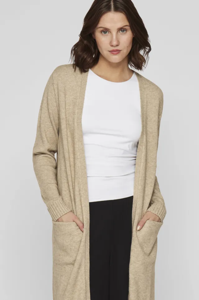 Vila gemêleerd gebreid vest VIRIL beige Natural Melange