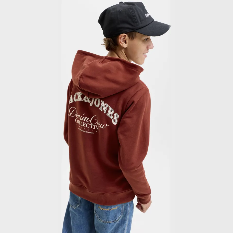 Jack & Jones JUNIOR rechtvallende hoodie met backprint - rood, foto 7