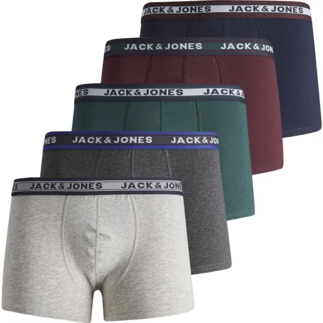 Jack & Jones boxershorts set van 5 grijs groen rood Dark Green Melange