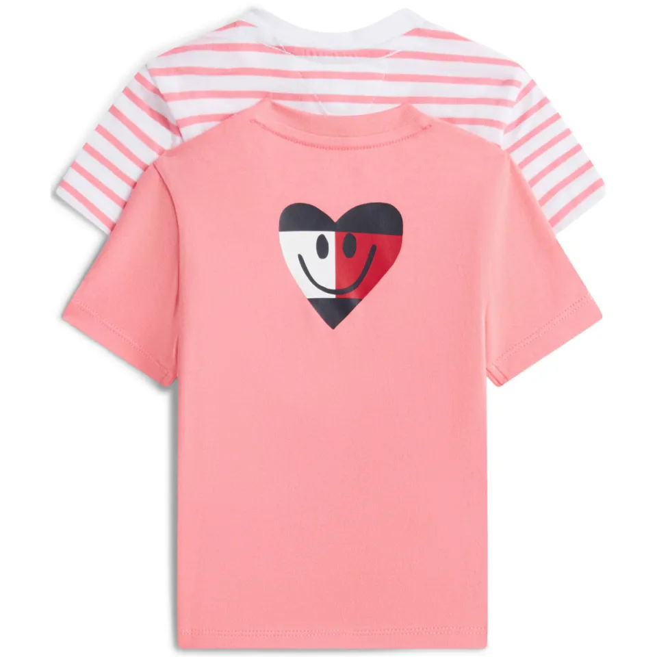 Tommy Hilfiger baby T-shirt roze/wit (set van 2)