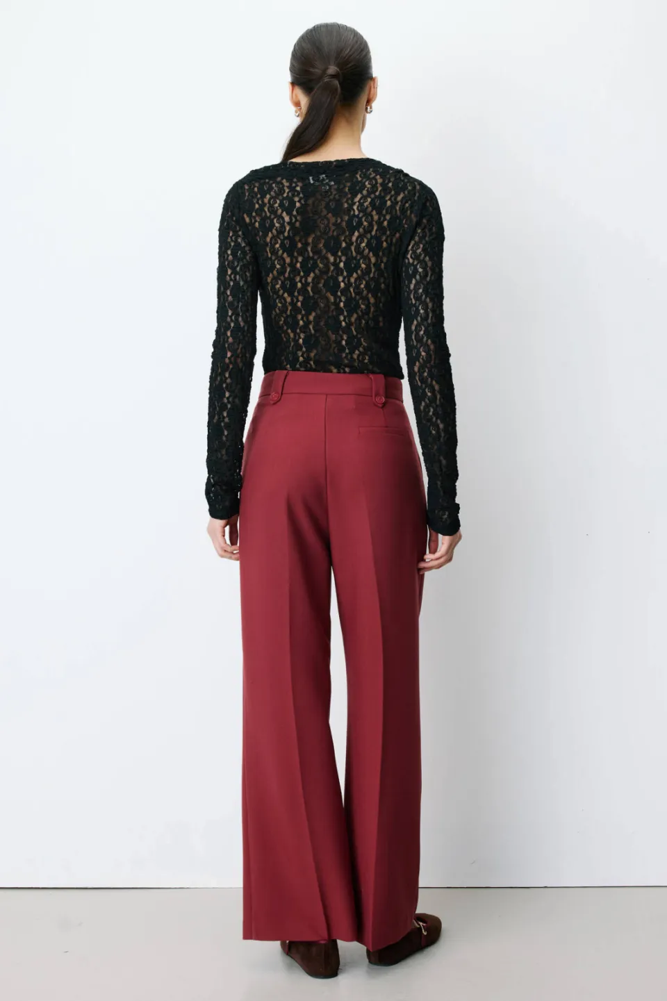 Grace & Mila straight leg broek - donkerrood, foto 3