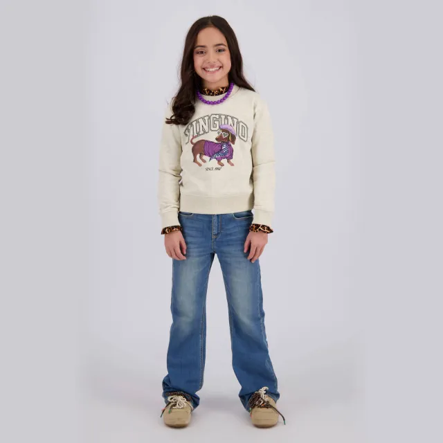 Vingino rechtvallende sweater met print - beige Beige melange