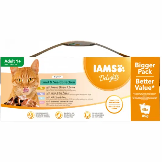 Iams Delights Land & Sea Collection natvoer kat in gelei
