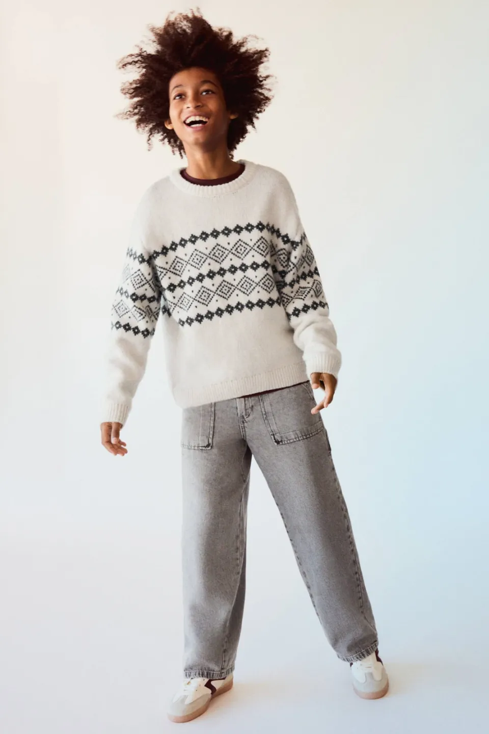 Mango Kids trui met print en wol - lichtbeige, foto 4