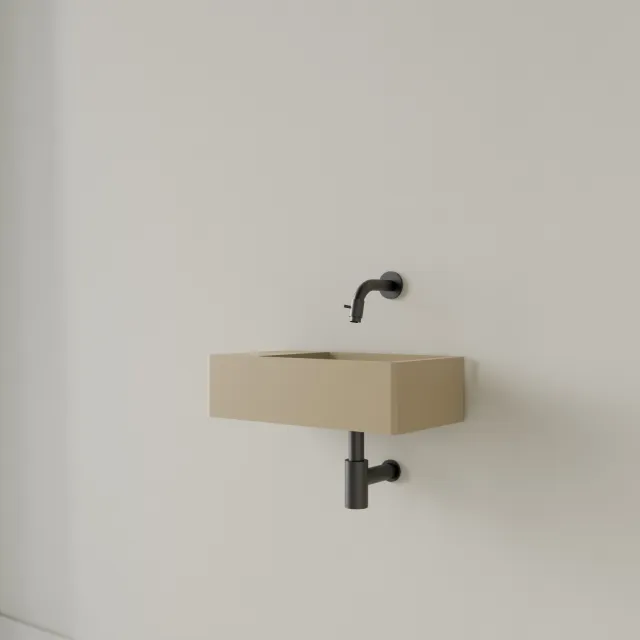 Gliss Design Fontein Gliss Design Freya Solid Marble 40x22x10 cm Zonder Kraangat Links Mat Cappuccino Beige