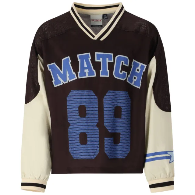 Retour Jeans longsleeve met tekstprint bruin beige blauw Bruin/beige/blauw