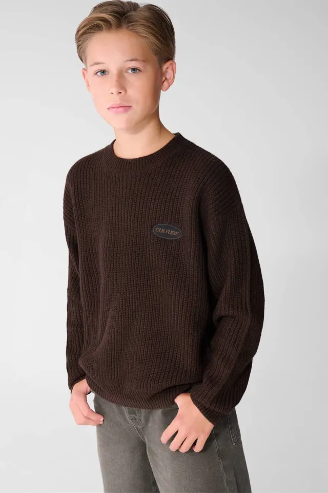 Shoeby oversized gebreide trui - donkerbruin