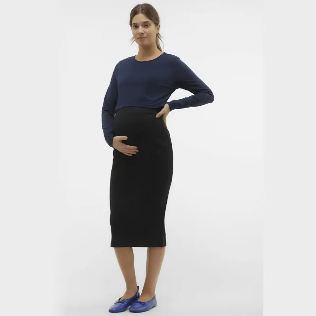 Vero Moda Maternity ribgebreide zwangerschapsrok VMMLAVENDER zwart Black