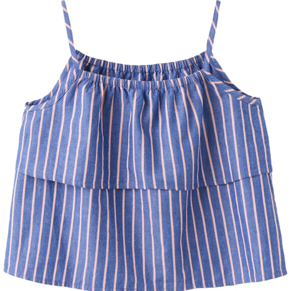 Mango Kids gestreepte mouwloze top blauw, foto 2