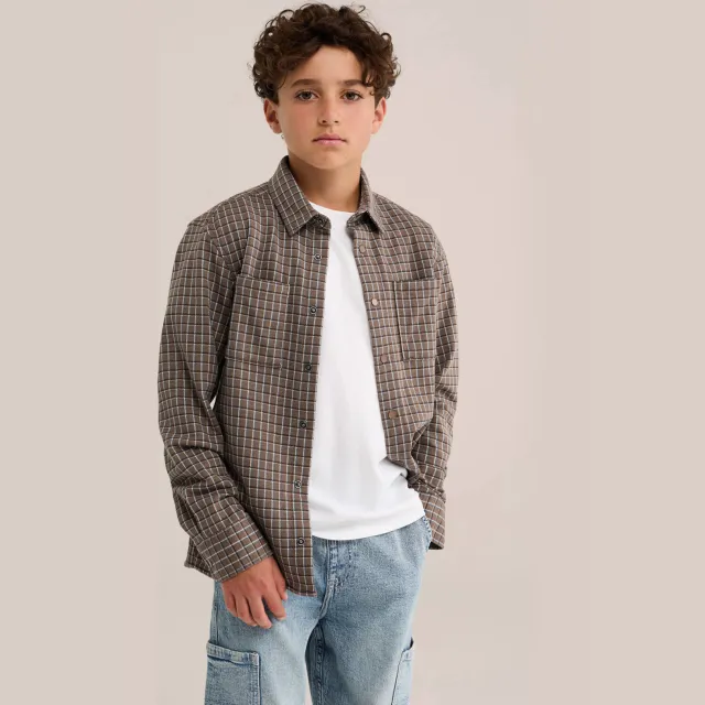 WE Fashion geruit overhemd - bruin Bruin/ecru/lichtblauw