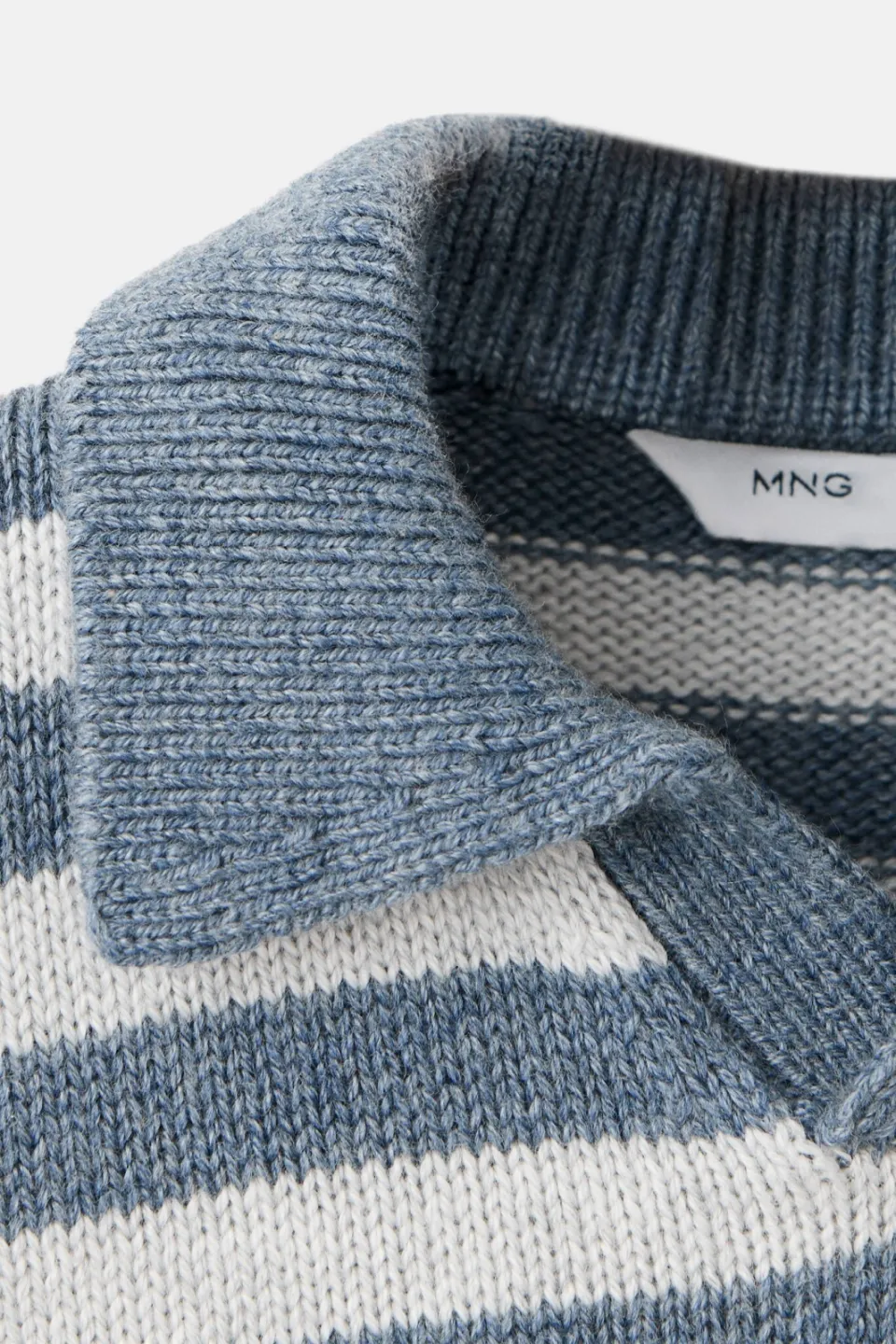 Mango Kids rechtvallende gebreide gestreepte trui - middenblauw/lichtblauw, foto 6