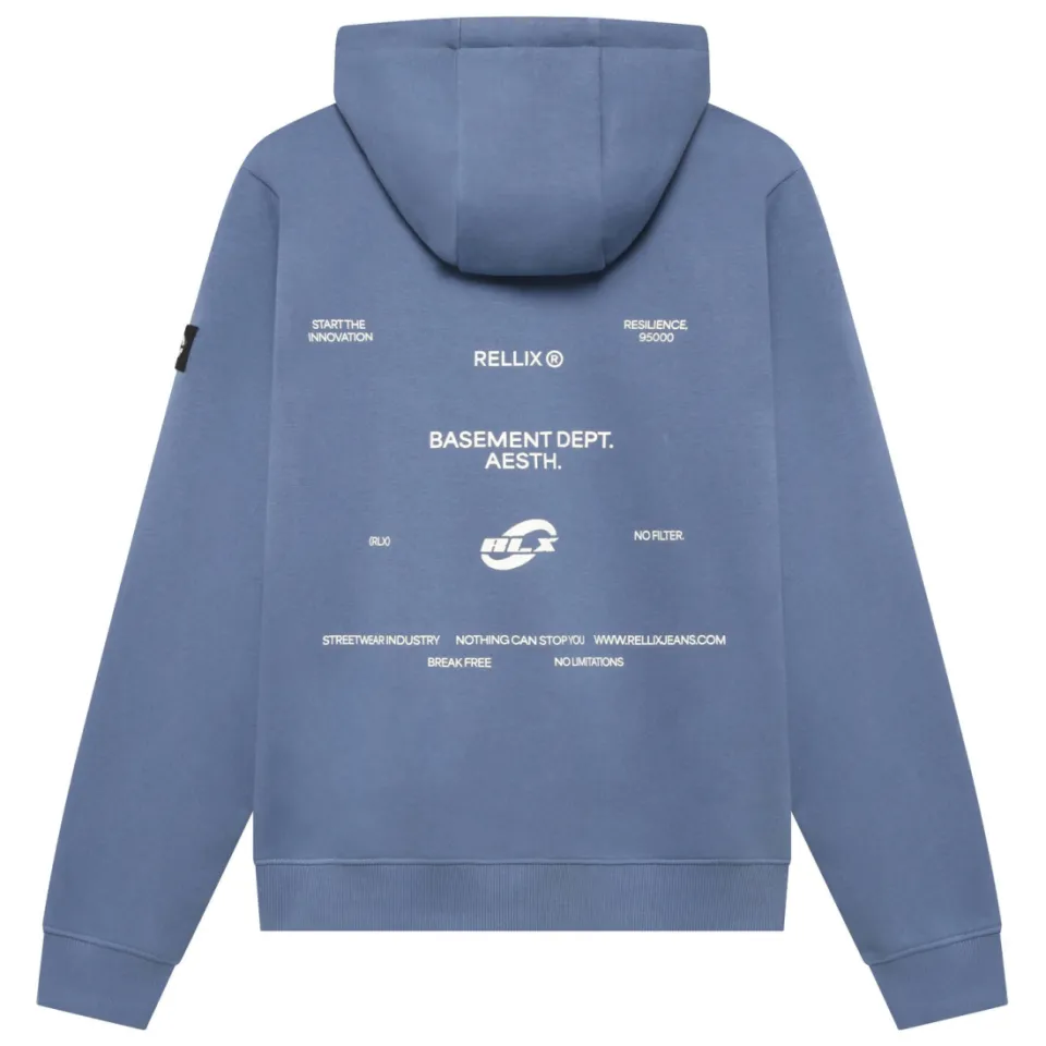 Rellix rechtvallende hoodie met backprint - blauw, foto 3