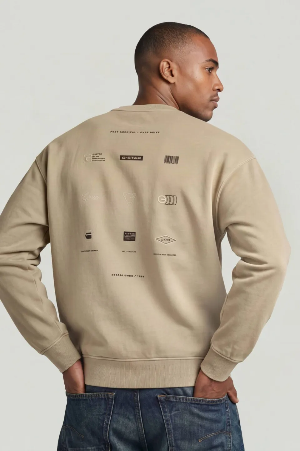 G-Star Raw G-STAR relaxed fit sweater met backprint - beige, foto 4