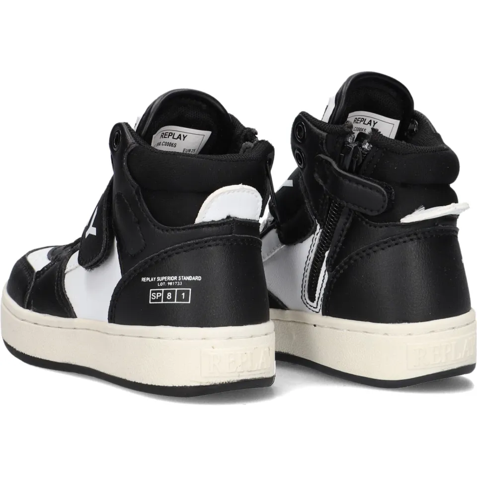 Replay Cobra Kid 4 hoge sneaker zwart-wit, foto 5