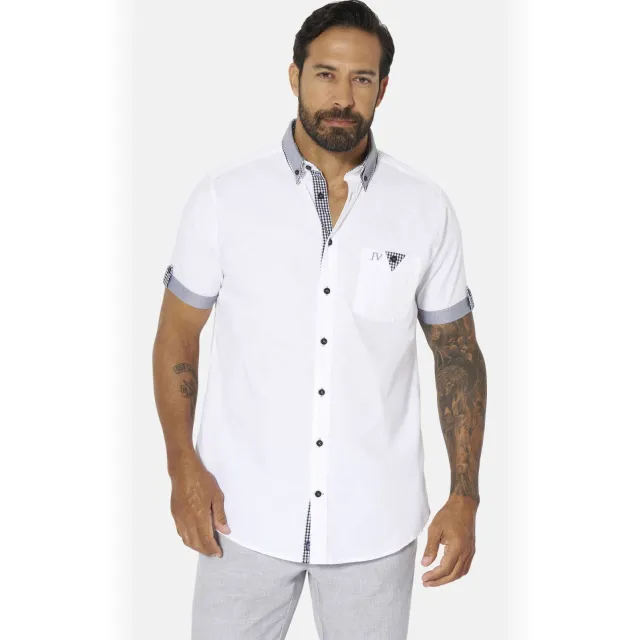 Jan Vanderstorm +FIT Collectie regular casual overhemd Plus wit