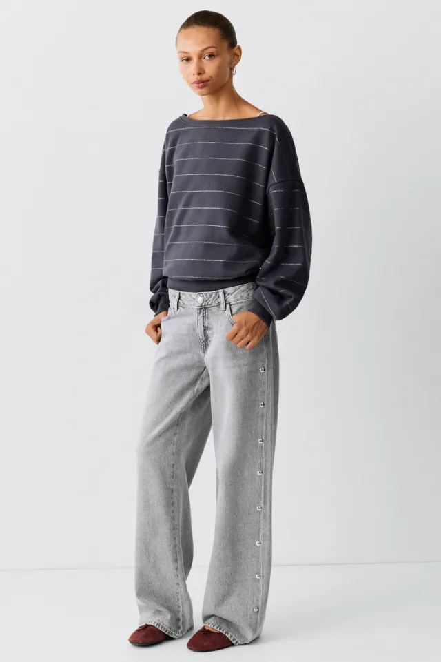 Mango TEEN wide leg jeans met studs - changeant grijs