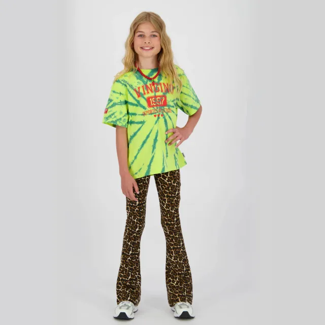 Vingino flared broek met panterprint bruin