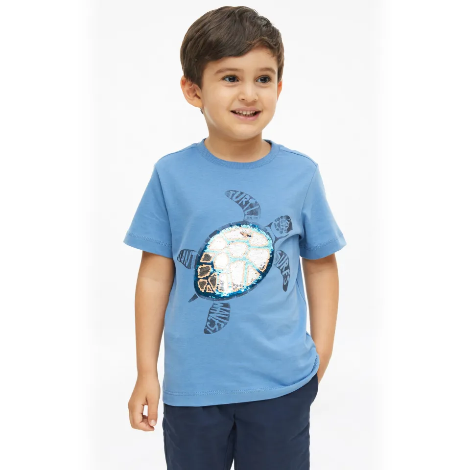 s.Oliver T-shirt blauw met pailletten