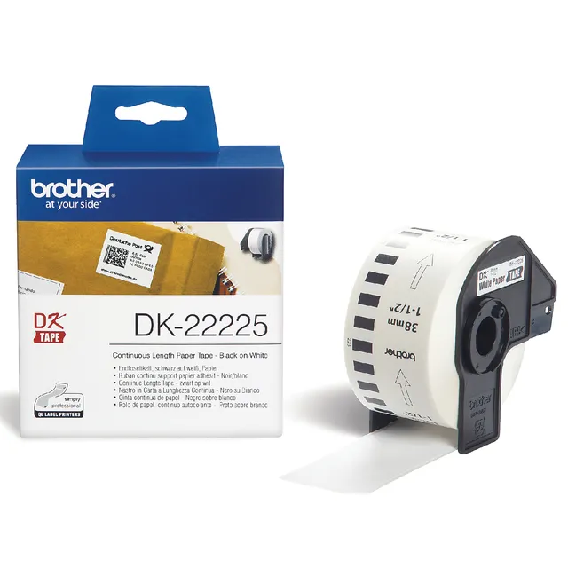Brother Etiket brother dk-22225 doorlopend 38mm 1 rol 30m wit