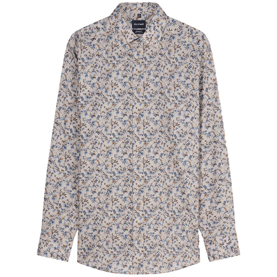 Olymp slim fit overhemd met print - beige, foto 2