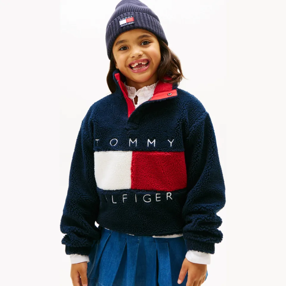 Tommy Hilfiger teddy fleecetrui donkerblauw, foto 3