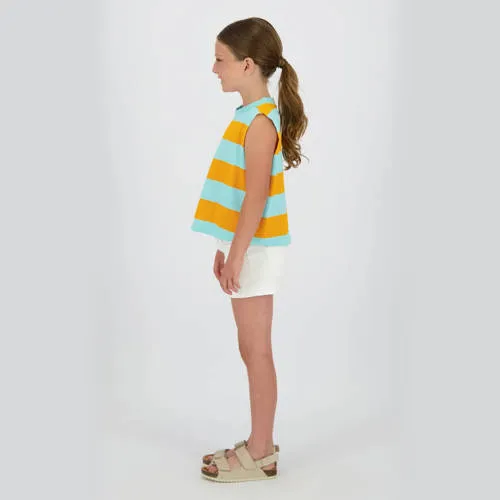 Vingino gestreepte T-shirt lichtblauw oranje, foto 3