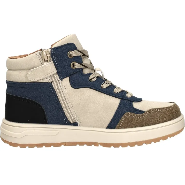 Keq hoge veterschoen blauw beige