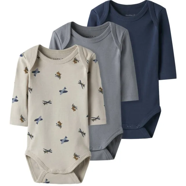NAME IT BABY romper - bNBMBODY beige/grijs/blauw (set van 3), foto 2