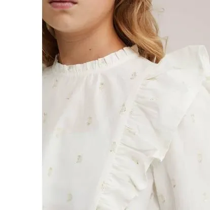 WE Fashion blousetop met ruches en print wit, foto 5