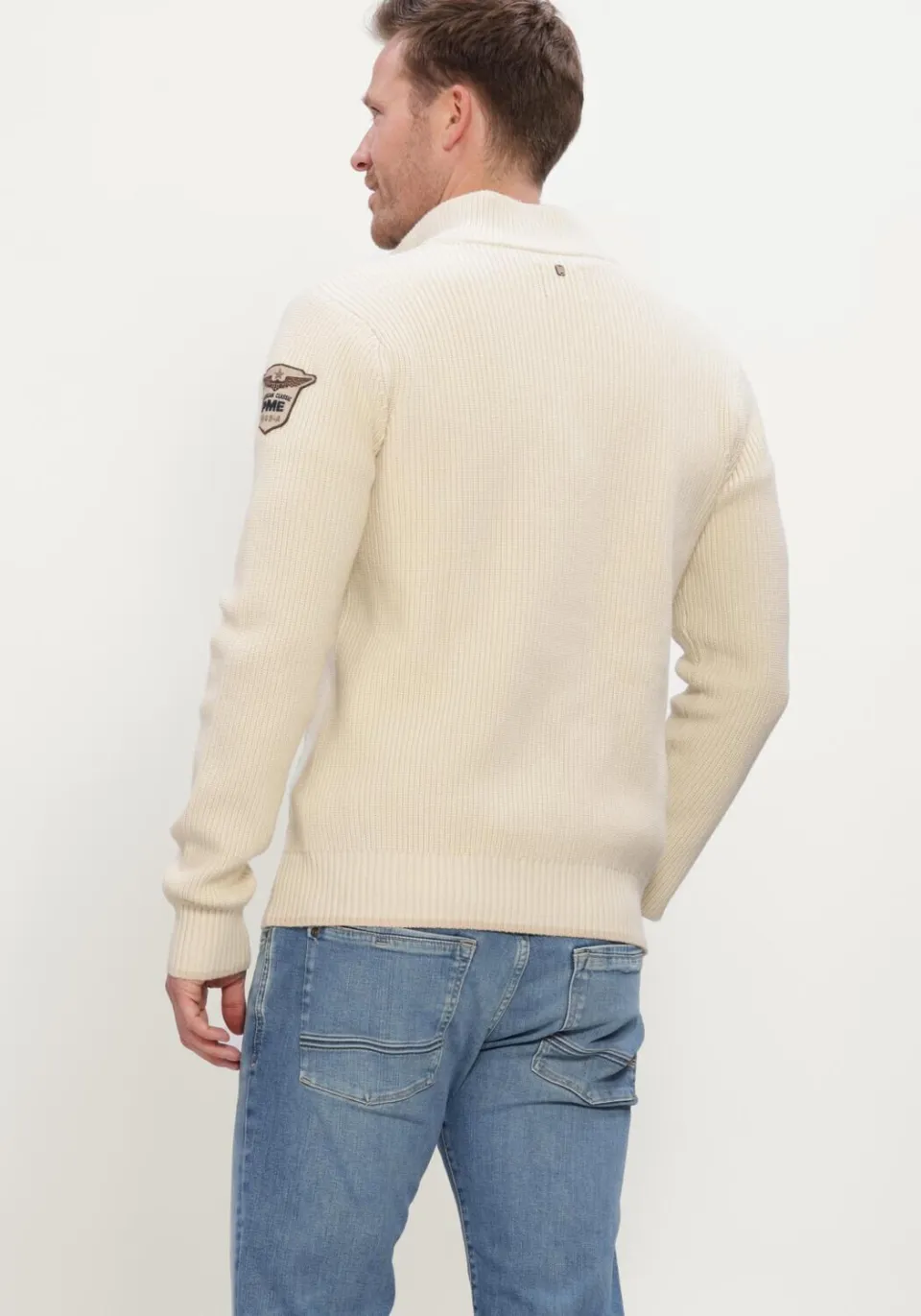 PME Legend regular fit gebreide trui - bone white, foto 8