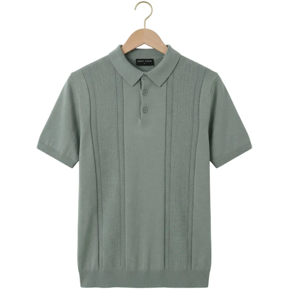 Saint Steve regular polo fijn gebreid groen, foto 4