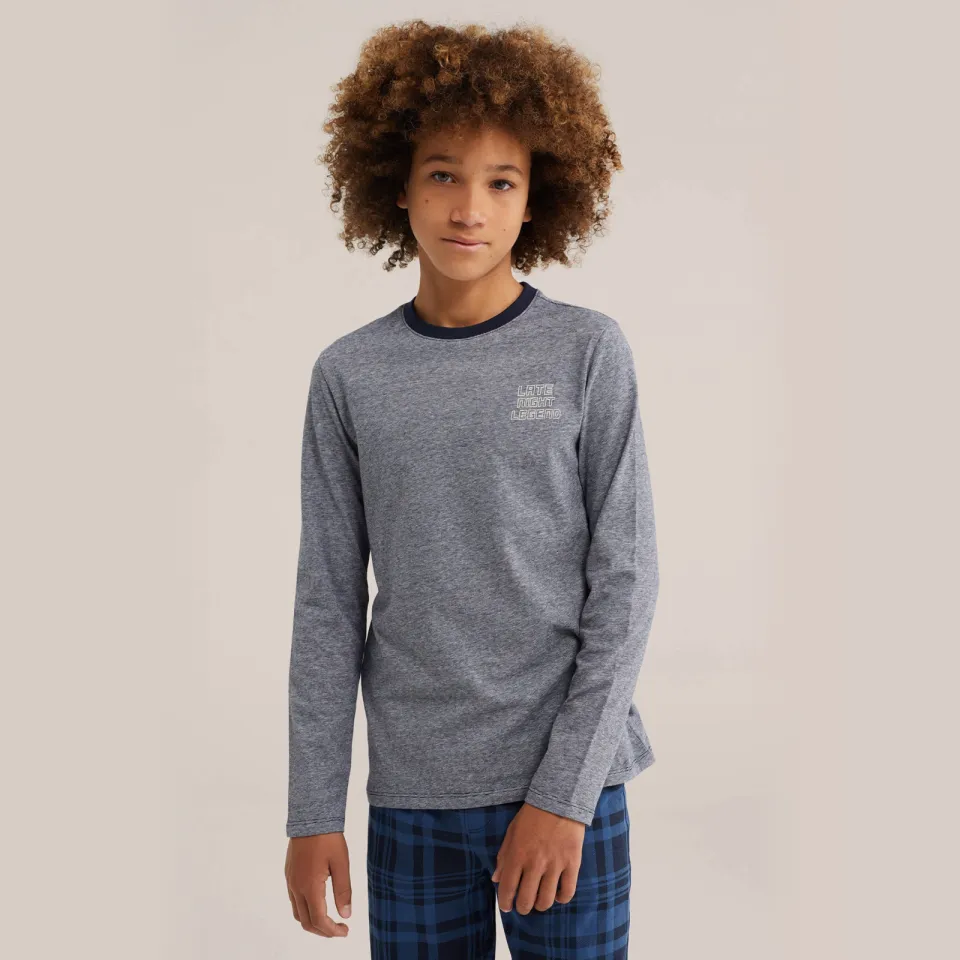 WE Fashion pyjama's donkerblauw donkerblauw/grijs/zwart, foto 4