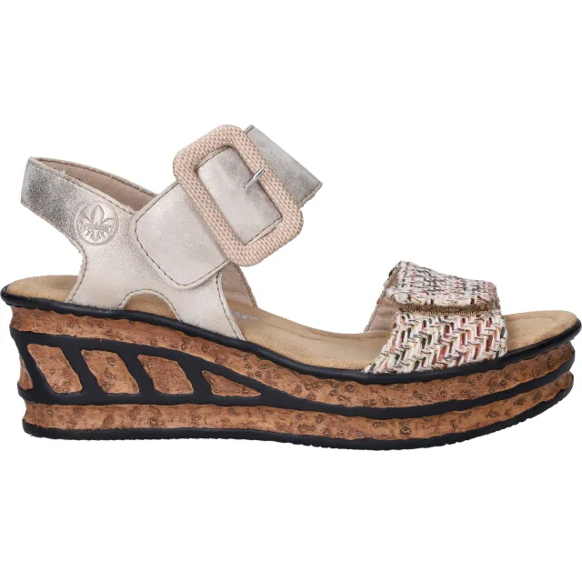 Rieker 68172-60 sleehak sandalen beige